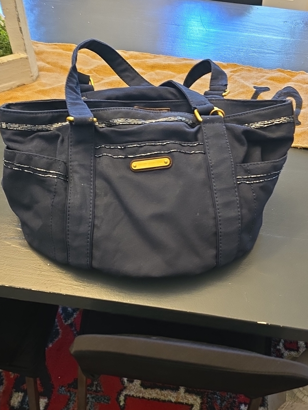 Juicy Couture Navy Tote with Gold Accents
